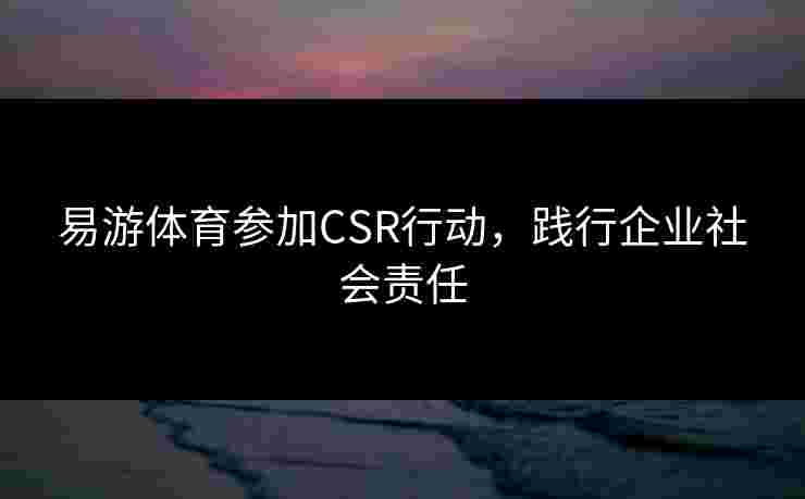 易游体育参加CSR行动，践行企业社会责任