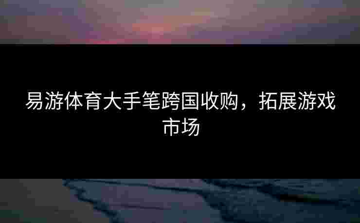 易游体育大手笔跨国收购，拓展游戏市场