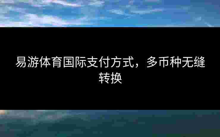 易游体育国际支付方式，多币种无缝转换